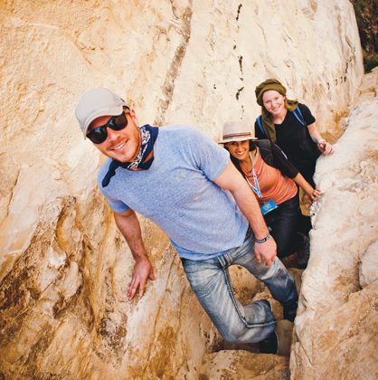 Young adults hiking on birthright