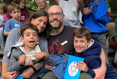 Erica Bloom with husband and sons attending Family Camp at Camps Airy & Louise